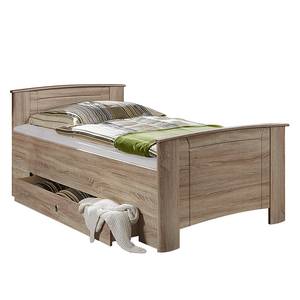 Bed Manacor Grof gezaagd eikenhouten look - 100 x 200cm - 1 opbergruimte