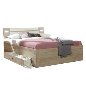 Bed Morning (met bedlades) Grof gezaagd eikenhouten look/wit - Zonder accessoires