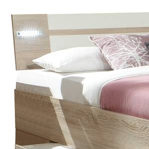 Bed Morning (met bedlades) Grof gezaagd eikenhouten look/wit - Zonder accessoires