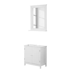 Ensemble Turin Blanc - 2 éléments : meuble lavabo, armoire à miroir