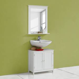 Ensemble Turin Blanc - 2 éléments : meuble lavabo, armoire à miroir