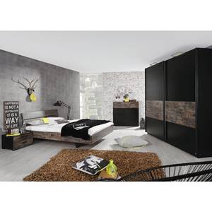 Slaapkamerset Vintage Factory zwart/vintage bruin - ligoppervlak bed: 180x200cm