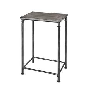 Console Doubs Acier / Bois massif - Noir ancien / Gris cérusé