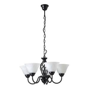 Lampadario Elena- 5 luci Nero - Bianco - Vetro - Metallo - Altezza: 90 cm