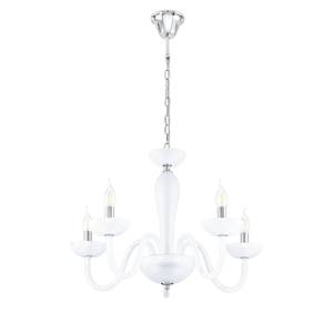 Lustre Falcado Verre / Acier - 5 ampoules - Blanc