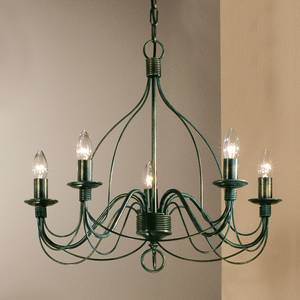 Lampadario Filo Metallo Verde anticato 5 luci