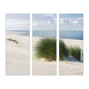 Kunstdruck Seaside Idyll (3-teilig) Multicolor - Glas - 30 x 80 x 1.5 cm