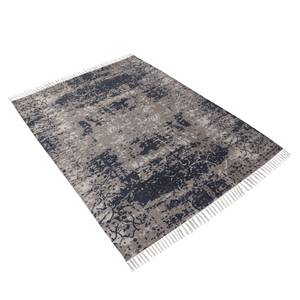 Tapis vintage Caundry Étoffe de coton - Bleu marine / Gris