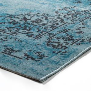 Laagpolig vloerkleed Vintage textielmix - Turquoise - 140 x 200 cm