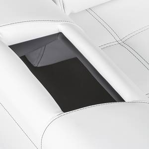 Canapé d'angle Seward Imitation cuir - Blanc - Méridienne courte à gauche (vue de face)