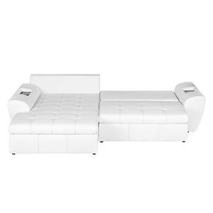 Ecksofa Seward II (mit Schlaffunktion) Kunstleder - Weiß - Longchair davorstehend links