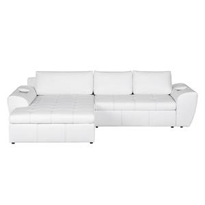 Ecksofa Seward II (mit Schlaffunktion) Kunstleder - Weiß - Longchair davorstehend links