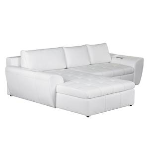 Ecksofa Seward II (mit Schlaffunktion) Kunstleder - Weiß - Longchair davorstehend links