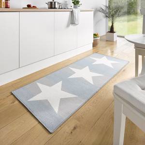 Tapis Sterne Fibres synthétiques - Blanc / Bleu