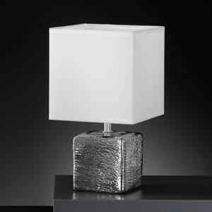 Tischleuchte Silber - Keramik - Textil - Höhe: 29 cm