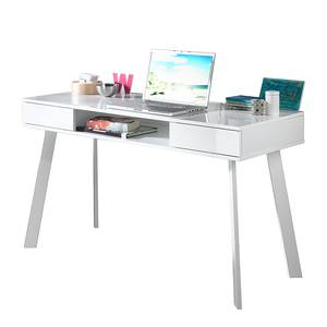 Table pour ordinateur portable Tamale Blanc brillant - Avec 2 tiroirs