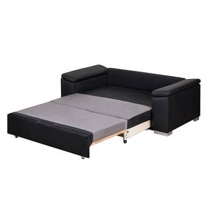 Canapé-lit LATINA avec accoudoir incliné Cuir synthétique - Cuir synthétique Monera: Noir - Largeur : 170 cm