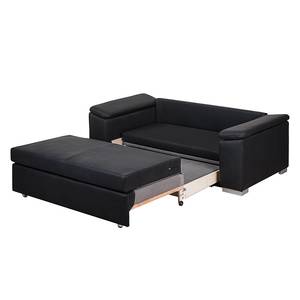 Canapé-lit LATINA avec accoudoir incliné Cuir synthétique - Cuir synthétique Monera: Noir - Largeur : 170 cm