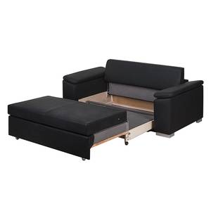 Canapé-lit LATINA avec accoudoir incliné Cuir synthétique - Cuir synthétique Monera: Noir - Largeur : 170 cm