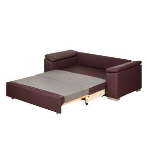 Slaapbank LATINA met Schuine Armleuning kunstleer - Kunstleer Monera: Aubergine - Breedte: 170 cm