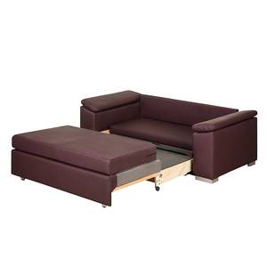 Slaapbank LATINA met Schuine Armleuning kunstleer - Kunstleer Monera: Aubergine - Breedte: 170 cm