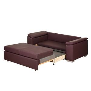 Canapé-lit LATINA avec accoudoir incliné Cuir synthétique - Cuir synthétique Monera: Aubergine - Largeur : 190 cm