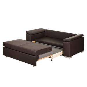 Canapé-lit LATINA avec accoudoir incliné Cuir synthétique - Cuir synthétique Monera: Marron - Largeur : 190 cm