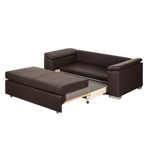 Sofa letto LATINA con bracciolo sloping Similpelle - Similpelle Monera: marrone - Larghezza: 210 cm