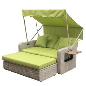 Loungesofa Jobito Webstoff / Polyrattan - Grasgrün