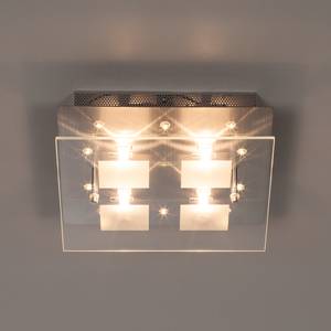 LED-plafondlamp Alabama vierkant - nikkel/glas