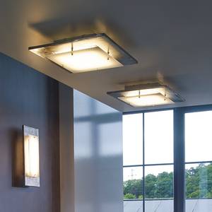 LED-plafondlamp Shine glas/metaal - 1 lichtbron - Mat zilverkleurig