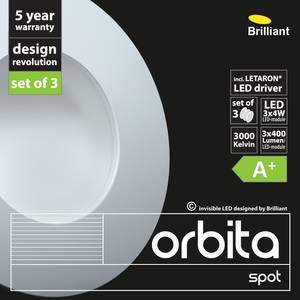 LED-Einbauleuchten-Set-3er Orbita 3-flammig - Aluminium Weiß