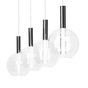 Suspension LED Elegant 4 ampoules Métal Argenté