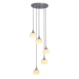 LED-hanglamp metaal/glas zilverkleurig 5 lichtbronnen