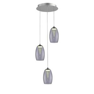 LED-hanglamp Metropolis Spiral III glas/staal - 3 lichtbronnen