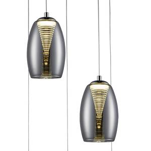 LED-hanglamp Metropolis Spiral V rookglas/staal - 5 lichtbronnen