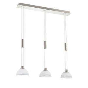 LED-hanglamp Montefio II albastglas/roestvrij staal - 3 lichtbronnen
