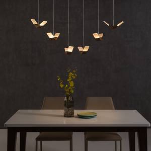 LED-hanglamp Nufaru plexiglas/massief eikenhout