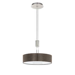 LED-hanglamp Romao I linnen/staal - 1 lichtbron - Nootmuskaat - Diameter lampenkap: 53 cm