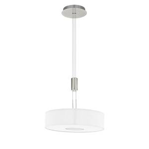LED-hanglamp Romao I linnen/staal - 1 lichtbron - Wit - Diameter lampenkap: 53 cm