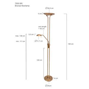 Lampadaire LED Mexlite 2 ampoules Laiton bruni