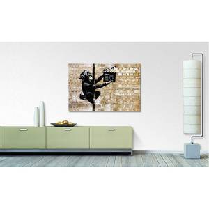 Foto op canvas Banksy No. 13 canvas - beige/zwart