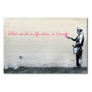 Foto op canvas Banksy No. 17 canvas - beige/zwart