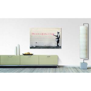 Foto op canvas Banksy No. 17 canvas - beige/zwart