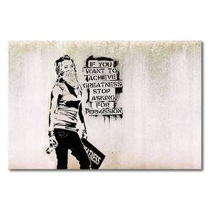 Leinwandbild Banksy No.7 Leinwand - Beige / Schwarz