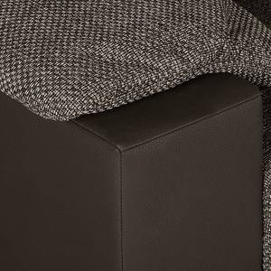 Canapé d'angle San Pedro Imitation cuir / Tissu structuré - Marron foncé - Méridienne courte à droite (vue de face)