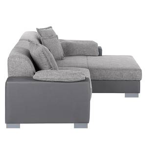 Ecksofa San Pedro Kunstleder / Strukturstoff - Grau - Longchair davorstehend rechts