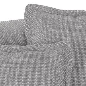Canapé d'angle San Pedro Imitation cuir / Tissu structuré - Gris - Méridienne courte à droite (vue de face)