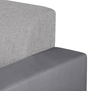 Canapé d'angle San Pedro Imitation cuir / Tissu structuré - Gris - Méridienne courte à droite (vue de face)