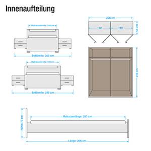 Schlafzimmerset Badalona (4-teilig) Grau/Eiche Dekor - Liegefläche: 180 x 200 cm